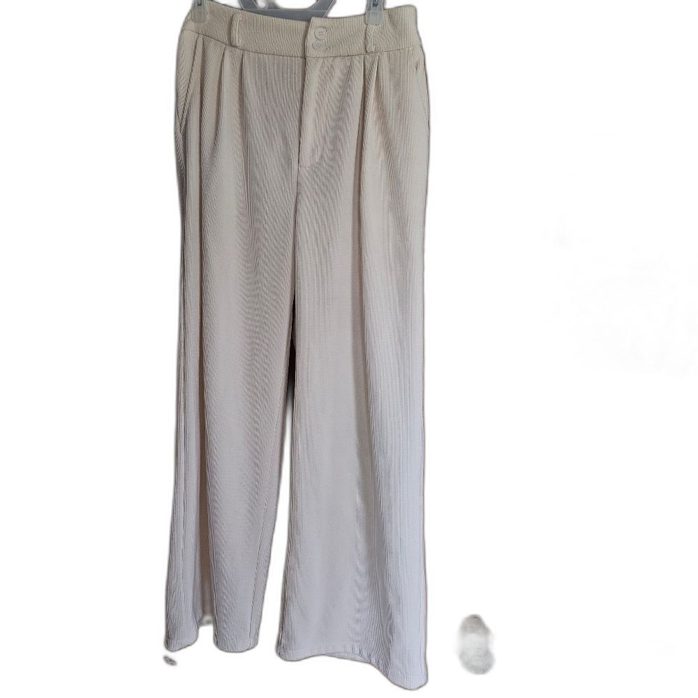 KIRUN‎ Cream Ribbed Dress Pants Women’s 16 Bootcut Business Casual Slacks